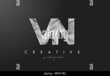 VN-V N Schreiben Logo mit Zebrastreifen Textur Design Vector Illustration. Stock Vektor