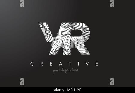 YR Y R Schreiben Logo mit Zebrastreifen Textur Design Vector Illustration. Stock Vektor