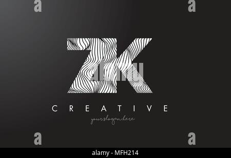 ZK Z K Schreiben Logo mit Zebrastreifen Textur Design Vector Illustration. Stock Vektor