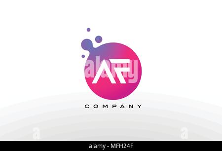 AF Schreiben Dots Logo Design mit Kreativen Trendy Blasen und purpur Magenta Farben. Stock Vektor