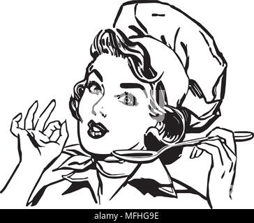 Frau Koch - Retro Clipart Illustration Stock Vektor