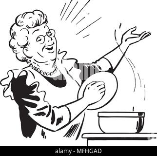 Lady Cook mit Topf - Retro Clipart Illustration Stock Vektor