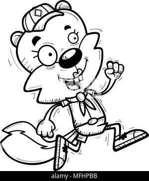 Ein Cartoon Illustration eines weiblichen Eichhörnchen Scout läuft. Stock Vektor