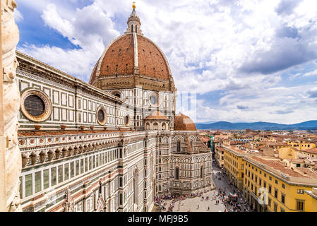 Kathedrale von Florenz, Cattedrale di Santa Maria del Fiore oder im italienischen Dom di Firenze. Der Domkomplex befindet sich an der Piazza del Duomo. Stockfoto
