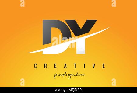 DY D Y Schreiben modernes Logo Design mit Swoosh schneiden die mittleren Buchstaben und gelben Hintergrund. Stock Vektor