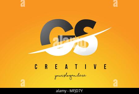 GS G S Schreiben modernes Logo Design mit Swoosh schneiden die mittleren Buchstaben und gelben Hintergrund. Stock Vektor