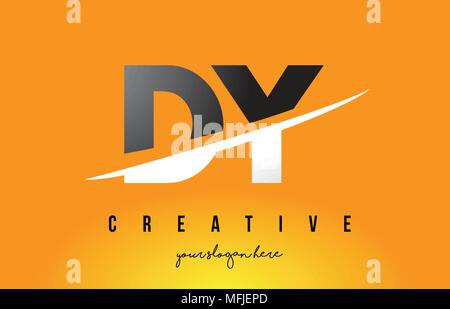 DY D Y Schreiben modernes Logo Design mit Swoosh schneiden die mittleren Buchstaben und gelben Hintergrund. Stock Vektor