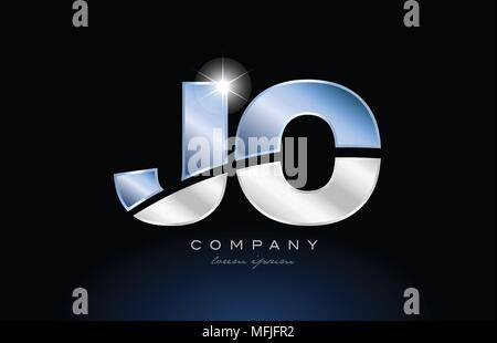 Buchstaben jo j o Logo Design mit Metall Blau geeignet für ein Unternehmen oder ein Geschäft Stock Vektor