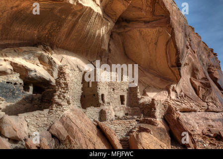 River House Ruin, Ancestral Puebloan Cliff Dwelling, 900-1300 AD, Shash Jaa National Monument, Utah, Vereinigte Staaten von Amerika, Nordamerika Stockfoto