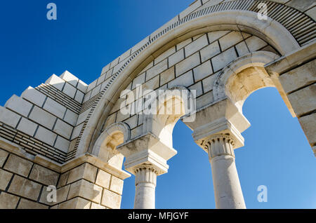 Details der Ruinen der großen Basilika von Pliska, Bulgarien - um das Jahr 875 abgeschlossen Stockfoto