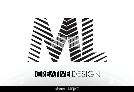ML M L Zeilen schreiben Design mit Kreativen elegante Zebra Vector Illustration. Stock Vektor