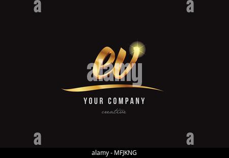 Gold Buchstaben ev e v logo Kombination design geeignet für ein Unternehmen oder ein Geschäft Stock Vektor