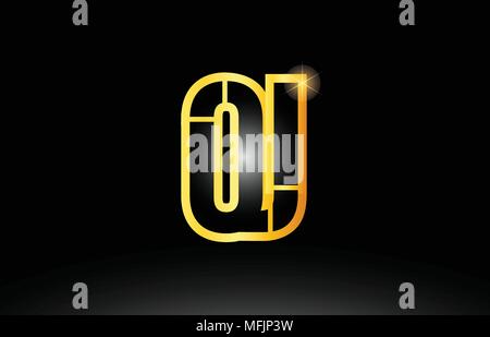 Gold schwarz Buchstaben Abl. o j logo Kombination design geeignet für ein Unternehmen oder ein Geschäft Stock Vektor