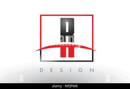 R Logo Briefe mit roten und schwarzen Farben und Swoosh. Kreatives Schreiben Design Vector. Stock Vektor