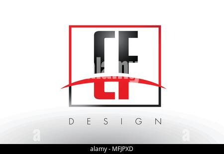 CF-C F Logo Briefe mit roten und schwarzen Farben und Swoosh. Kreatives Schreiben Design Vector. Stock Vektor