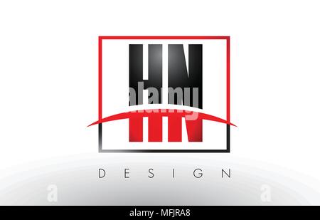 HN H N-Logo Briefe mit roten und schwarzen Farben und Swoosh. Kreatives Schreiben Design Vector. Stock Vektor