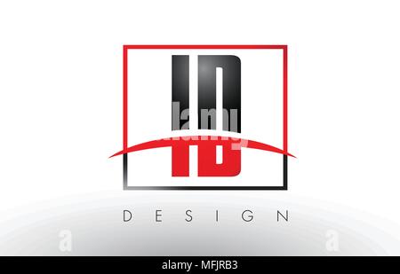 ID I D Logo Briefe mit roten und schwarzen Farben und Swoosh. Kreatives Schreiben Design Vector. Stock Vektor