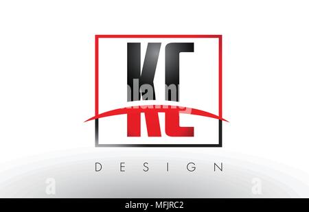 KC K C Logo Briefe mit roten und schwarzen Farben und Swoosh. Kreatives Schreiben Design Vector. Stock Vektor