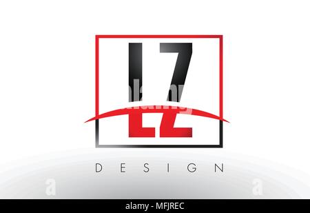 LZ L Z Logo Briefe mit roten und schwarzen Farben und Swoosh. Kreatives Schreiben Design Vector. Stock Vektor