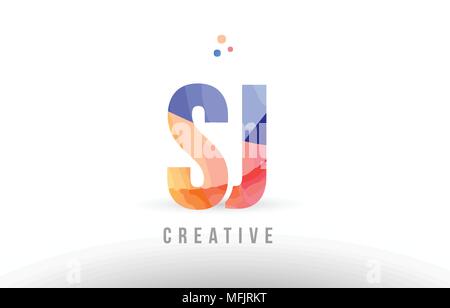 Orange Blau Buchstaben sj s j logo Kombination Design mit Punkten geeignet für ein Unternehmen oder ein Geschäft Stock Vektor