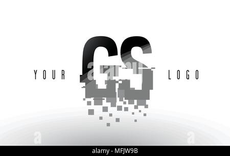 GS G S Pixel schreiben Logo mit digitalen Shattered schwarzen Quadrate. Kreative Briefe Vector Illustration. Stock Vektor