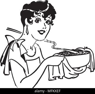 Dame mit Auflauf - Retro Clipart Illustration Stock Vektor