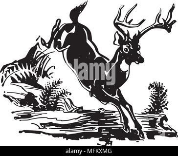 Springende Hirsche - Retro Clipart Illustration Stock Vektor