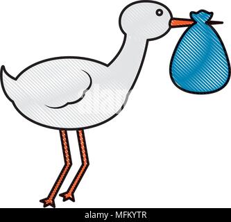 Cute Baby Storch in Decke Stock Vektor