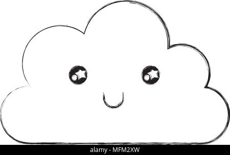Kawaii cloud glücklich lächelnd Cartoon Stock Vektor