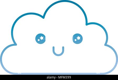Kawaii cloud glücklich lächelnd Cartoon Stock Vektor