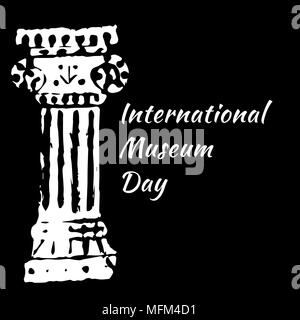 Internationalen Museumstag. Das Konzept der Veranstaltung. 18. Mai. Antike römische Säule. Schwarzer Hintergrund Stock Vektor