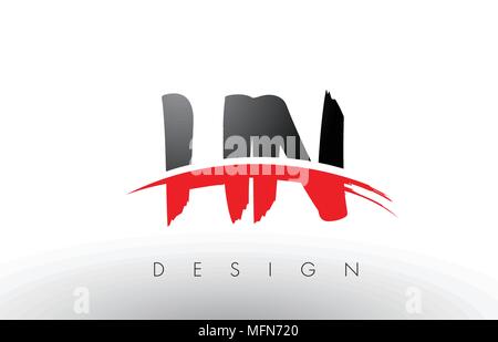 HN H N Pinsel Buchstaben Design mit roten und schwarzen Farben und Pinsel Schreiben Konzept. Stock Vektor