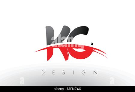 KC K C Bürste Buchstaben Design mit roten und schwarzen Farben und Pinsel Schreiben Konzept. Stock Vektor