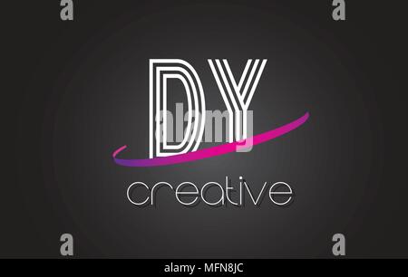DY D Y Schreiben Logo mit Linien Design und violetten Swoosh Vektor Buchstaben Abbildung. Stock Vektor