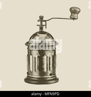 Hand gezeichnet vintage Kaffeemühle, Vector EPS 10. Stock Vektor