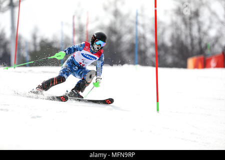 PyeongChang 2018 März 18. Slalom der Frauen. Winter Paralympic Games. Stockfoto