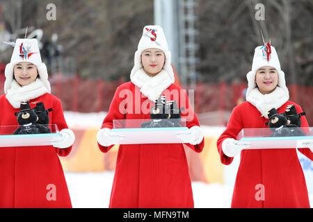 PyeongChang 2018 März 18. Frauen Slalom. Sieger Zeremonie Stockfoto