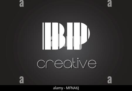 BP B P Creative Brief Logo Design mit schwarzen und weißen Linien. Stock Vektor