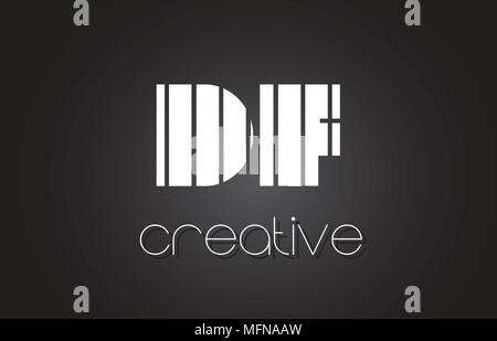 DF D F Kreatives Schreiben Logo Design mit schwarzen und weißen Linien. Stock Vektor