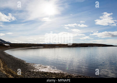 Panorama des Fjorde ein einem sonnigen Tag in Spitzbergen, Norwegen Stockfoto