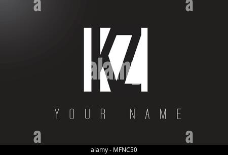 KZ Schreiben Logo mit schwarzen und weißen Buchstaben Negative Space Design. Stock Vektor