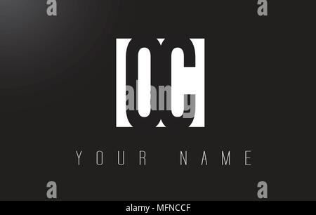 OC Schreiben Logo mit schwarzen und weißen Buchstaben Negative Space Design. Stock Vektor
