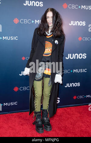 2018 Juno Awards, in der Rogers Arena in Vancouver, Kanada statt. Mit: Grimes Wo: Vancouver, British Columbia, Kanada, wenn: 25 Mar 2018 Credit: Lu Chau/WENN.com Stockfoto