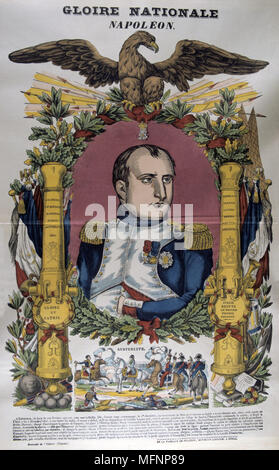 Die Schlacht von Austerlitz, 2. Dezember 1805. Der französische Sieg über Österreich und Russland führte zu dem Vertrag von Presburg, 26. Dezember 1805. Allegorische drucken pries Napoleon I. Stockfoto