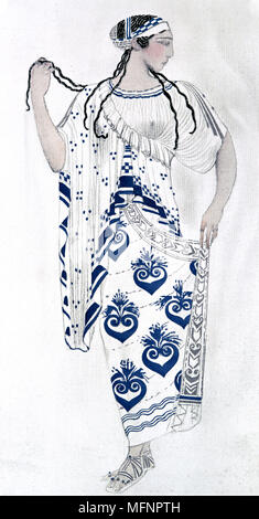 Kostüm Design von Leon Bakst (1866-1924) 1912, für Helen (Ida Rubinstein) im Vers-play' Helene de Sparte' von Emile Verhaeren, Musik von Deodat de Severac. Rubinstein (1885-1960) russisch-jüdischen Schauspieler, Tänzer, und Impressario. Stockfoto