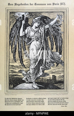 Allegorische Darstellung der Engel der Pariser Kommune (26. März-28 Mai 1871). Abbildung von Walter Crane (1845-1915), englischer Künstler, in Deutschland veröffentlicht. Stockfoto