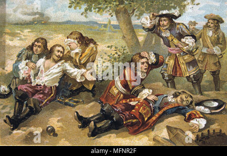 Henri de la Tour d'Auvergne Turenne (1611-1675) Französischer Soldat; Marshal-General von Frankreich 1668, von einer Kanonenkugel getötet, während reine Markterkundungs bei Sasbach, Deutschland. Krieg Militär neunzehnten Jahrhundert Handel Karte Chromolithograph Stockfoto