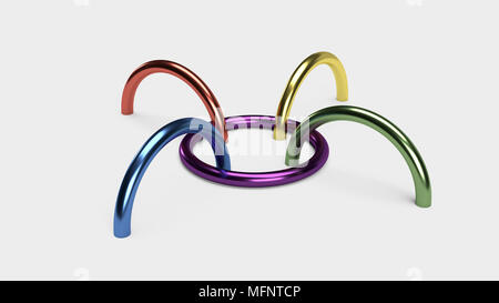 3D-gerenderte Abstrakte Ringe aus Metall Hintergrund Stockfoto