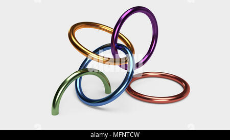 3D-gerenderte Abstrakte Ringe aus Metall Hintergrund Stockfoto