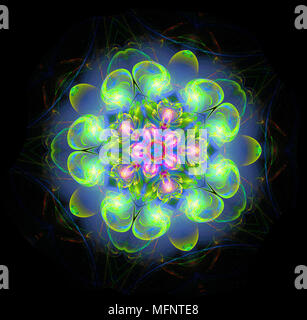 Abstrakt fractal futuristische farbenfrohe Blumenmuster. 3D-Render Abbildung eines Fraktals. Kunst fantasy Muster. Digitale Kunst Design Element. abstract p Stockfoto